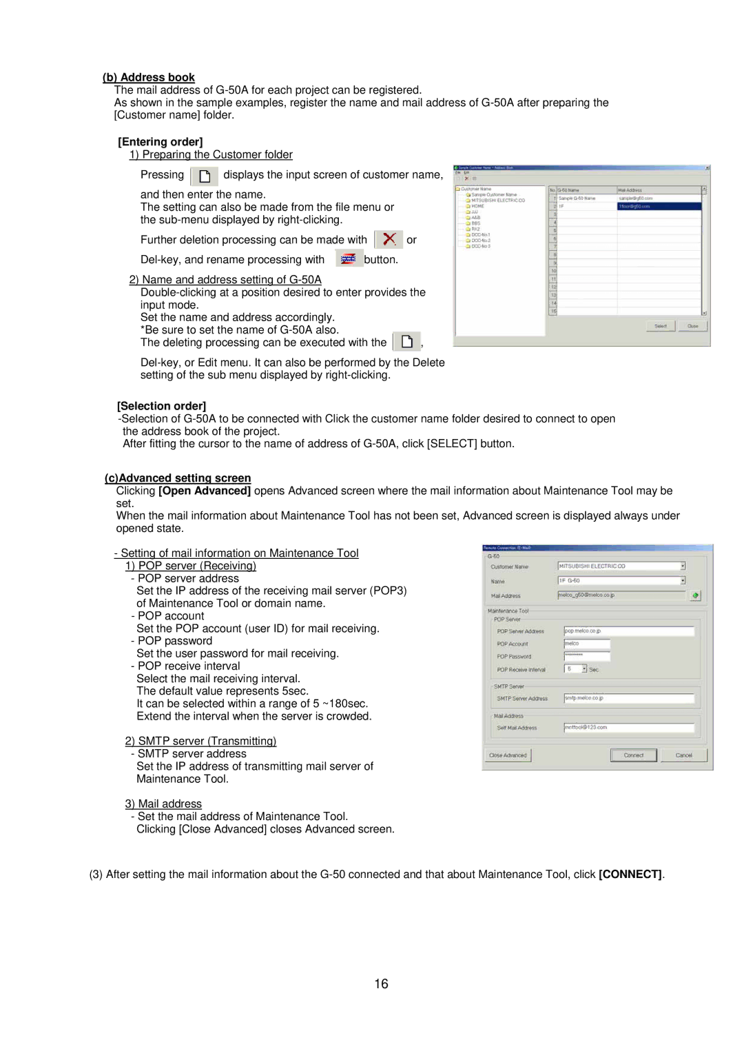 Mitsubishi MN Converter, G-50A manual Address book 