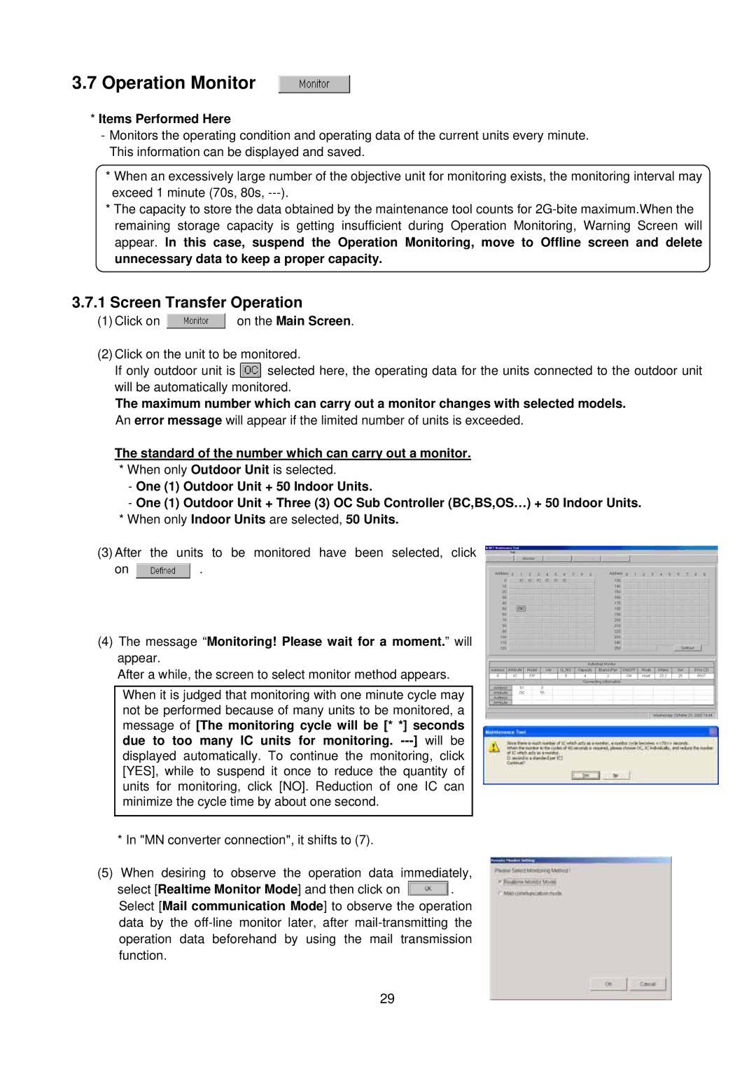 Mitsubishi G-50A, MN Converter manual Operation Monitor, Message Monitoring! Please wait for a moment. will appear 