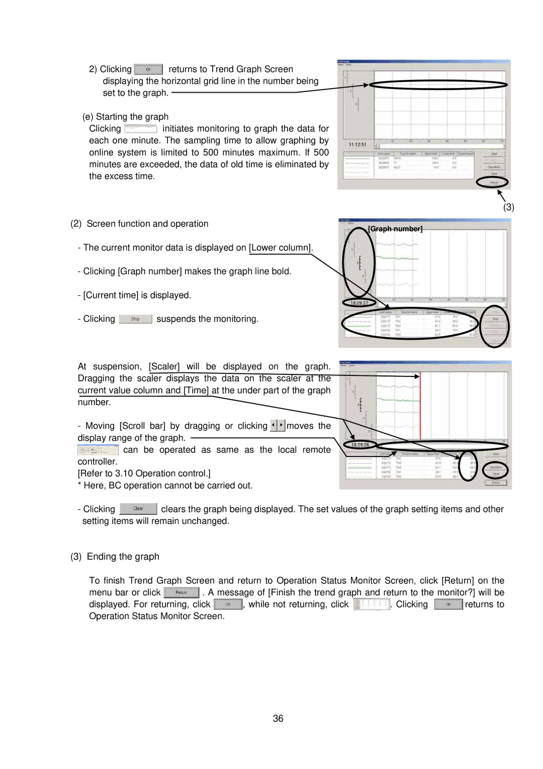 Mitsubishi MN Converter, G-50A manual Ending the graph, Screen function and operation 