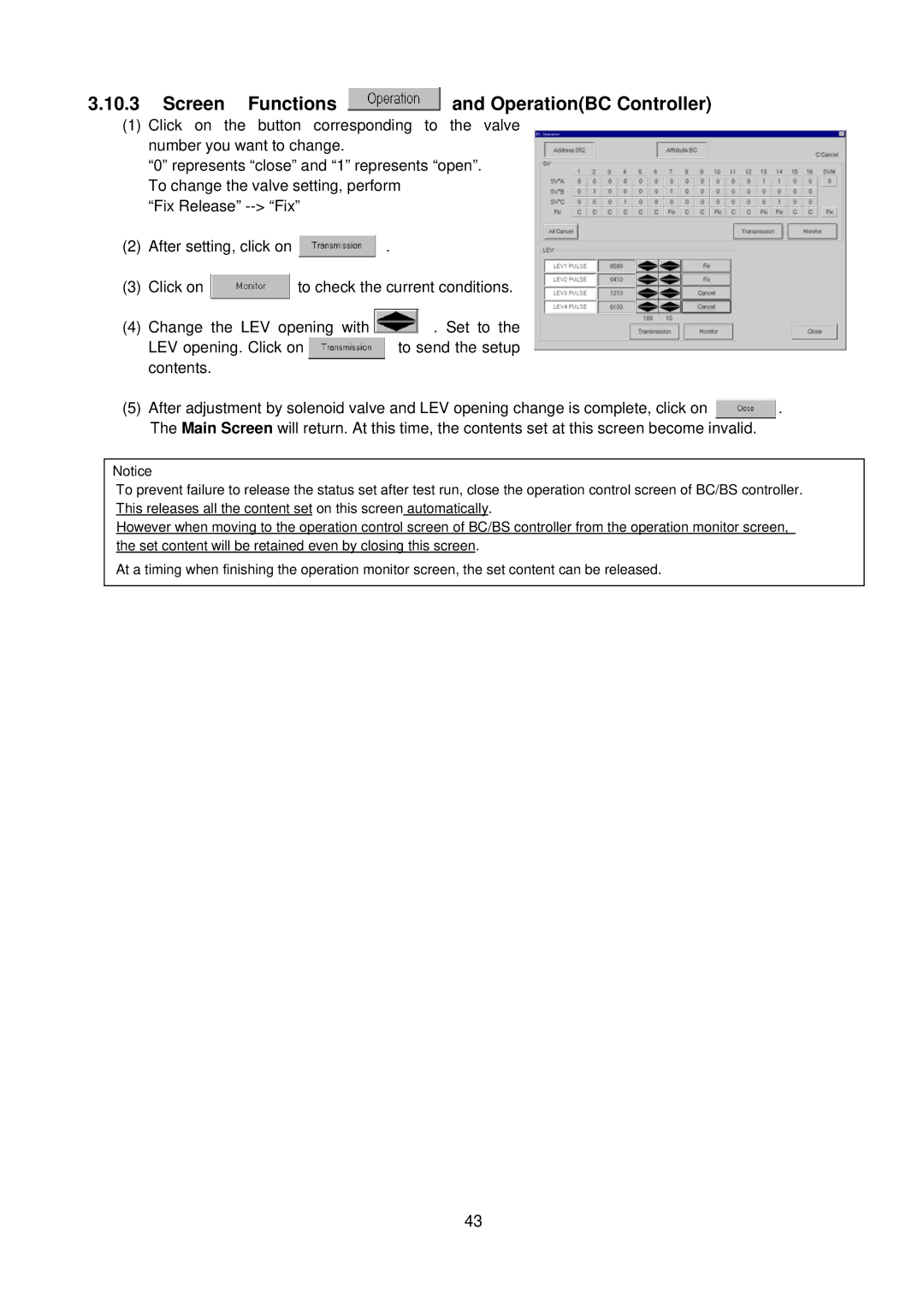 Mitsubishi G-50A, MN Converter manual Screen Functions and OperationBC Controller 