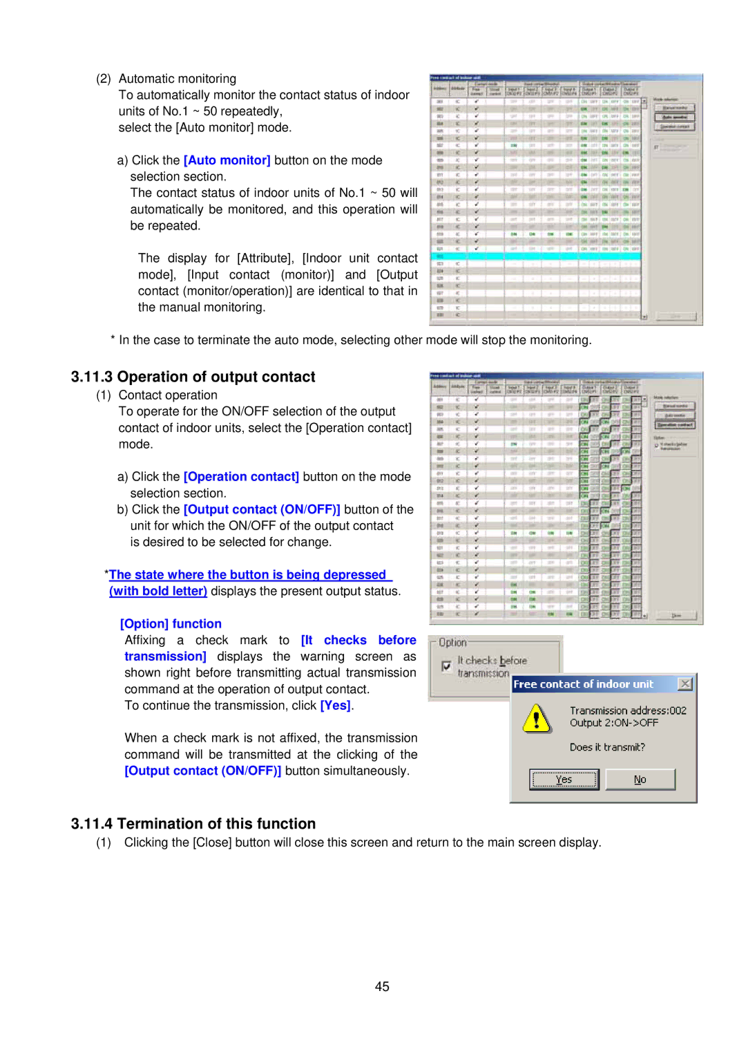 Mitsubishi G-50A, MN Converter manual Operation of output contact, Termination of this function 