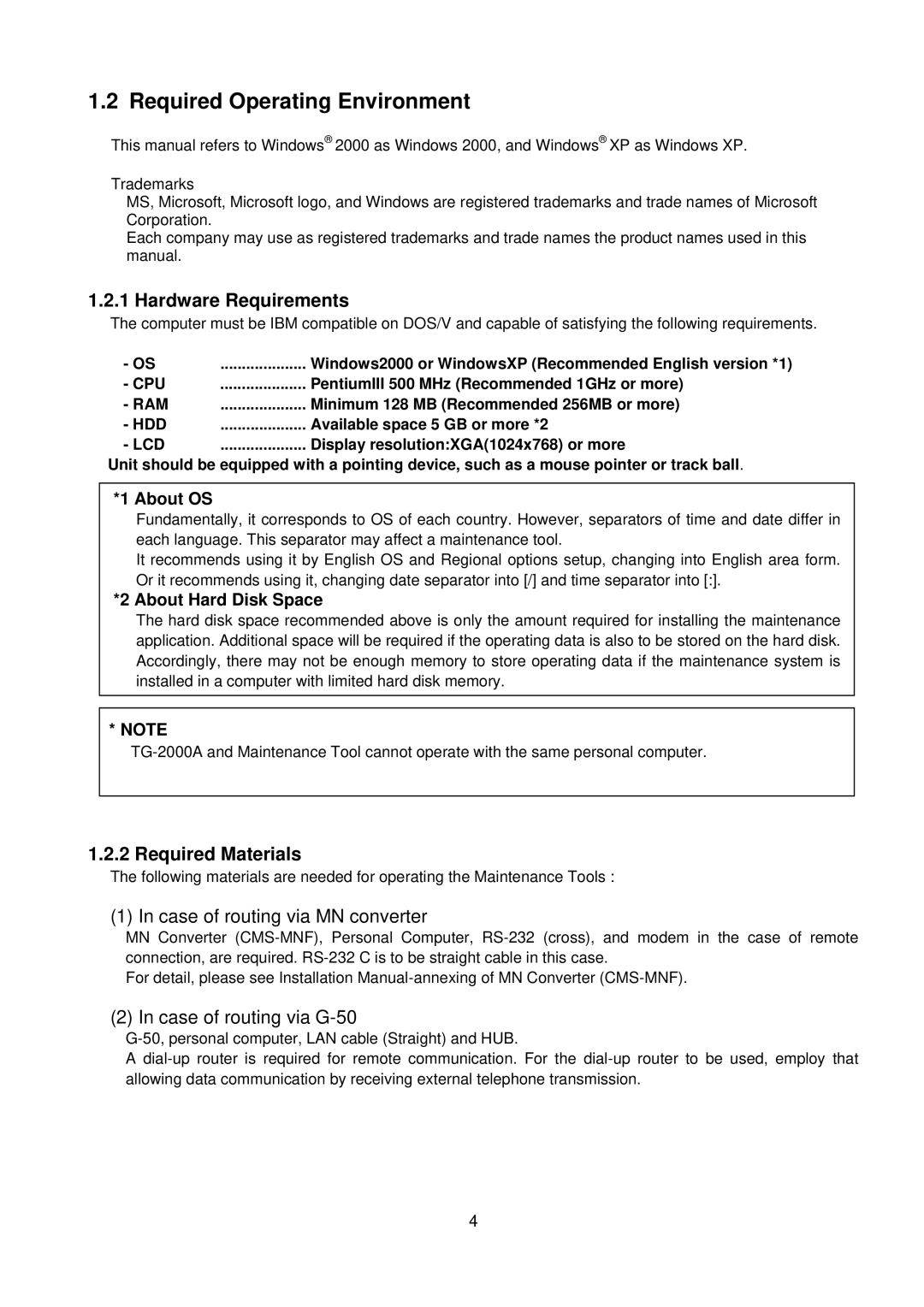 Mitsubishi MN Converter, G-50A manual Required Operating Environment, Hardware Requirements, Required Materials 