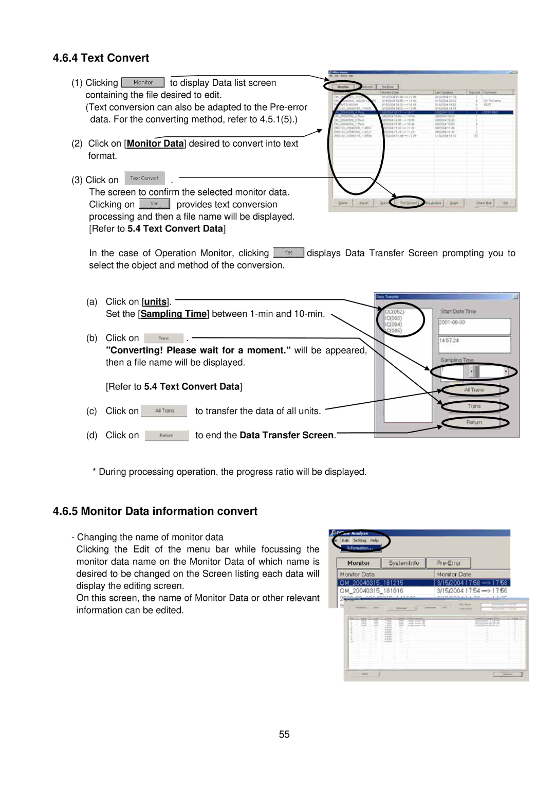 Mitsubishi G-50A, MN Converter manual Text Convert, Monitor Data information convert 