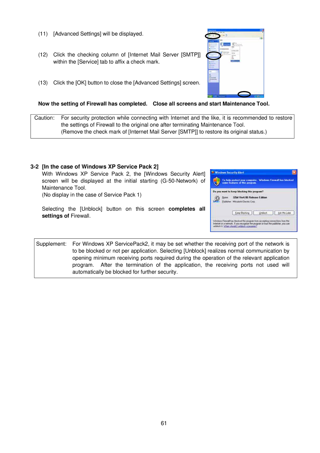 Mitsubishi G-50A, MN Converter manual Case of Windows XP Service Pack 