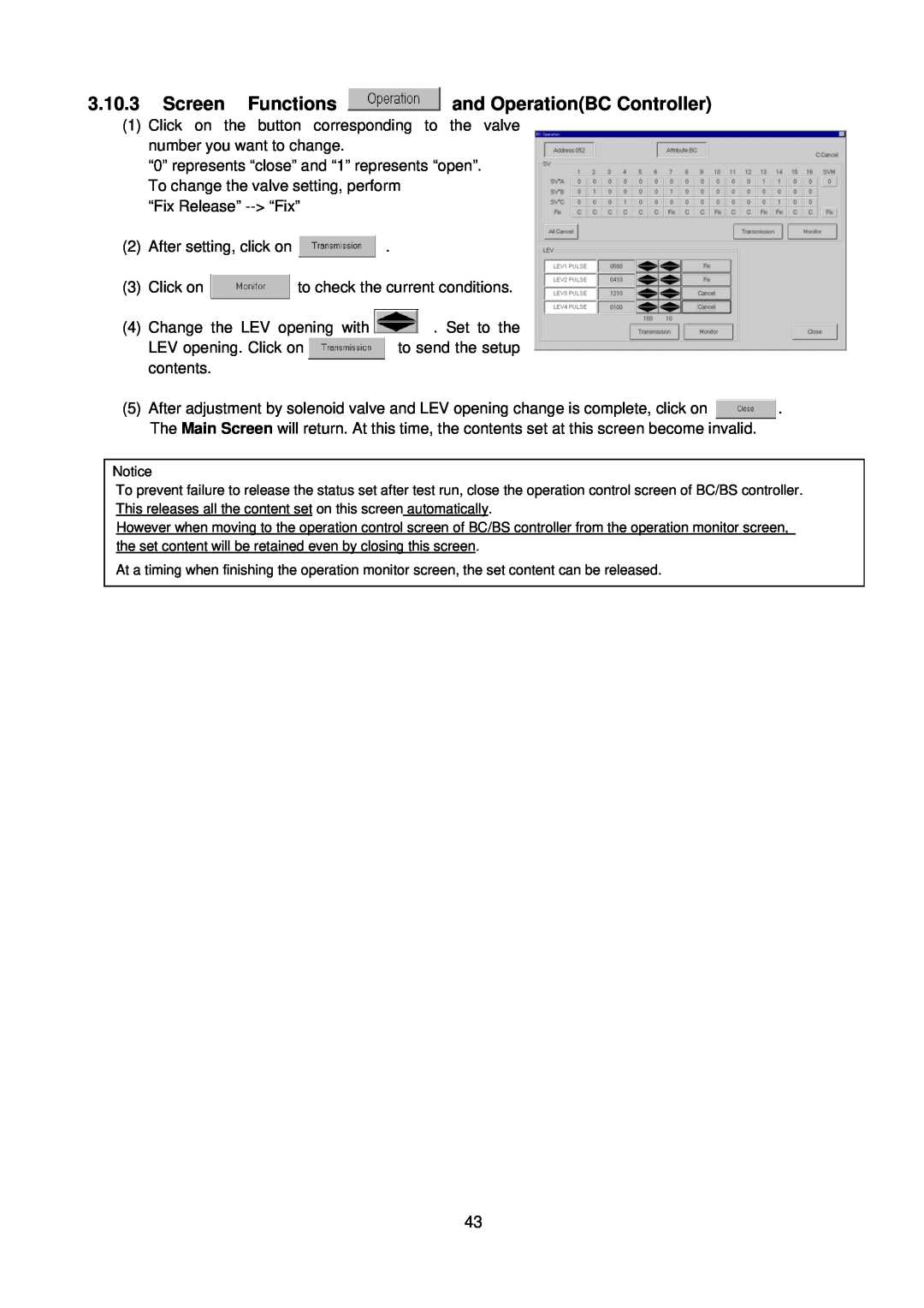Mitsubishi G-50A, MN Converter manual 3.10.3Screen Functions and OperationBC Controller 
