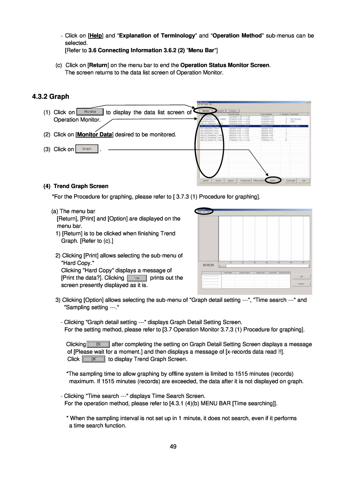 Mitsubishi G-50A, MN Converter manual 4.3.2Graph, 4Trend Graph Screen 