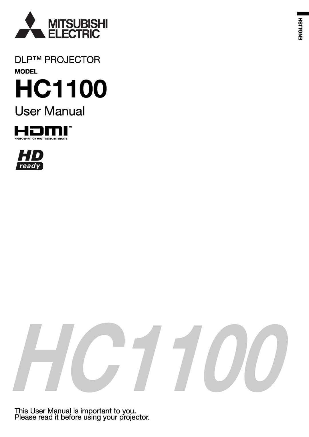 Mitsubishi HC1100 user manual Model, Dlp Projector, English 