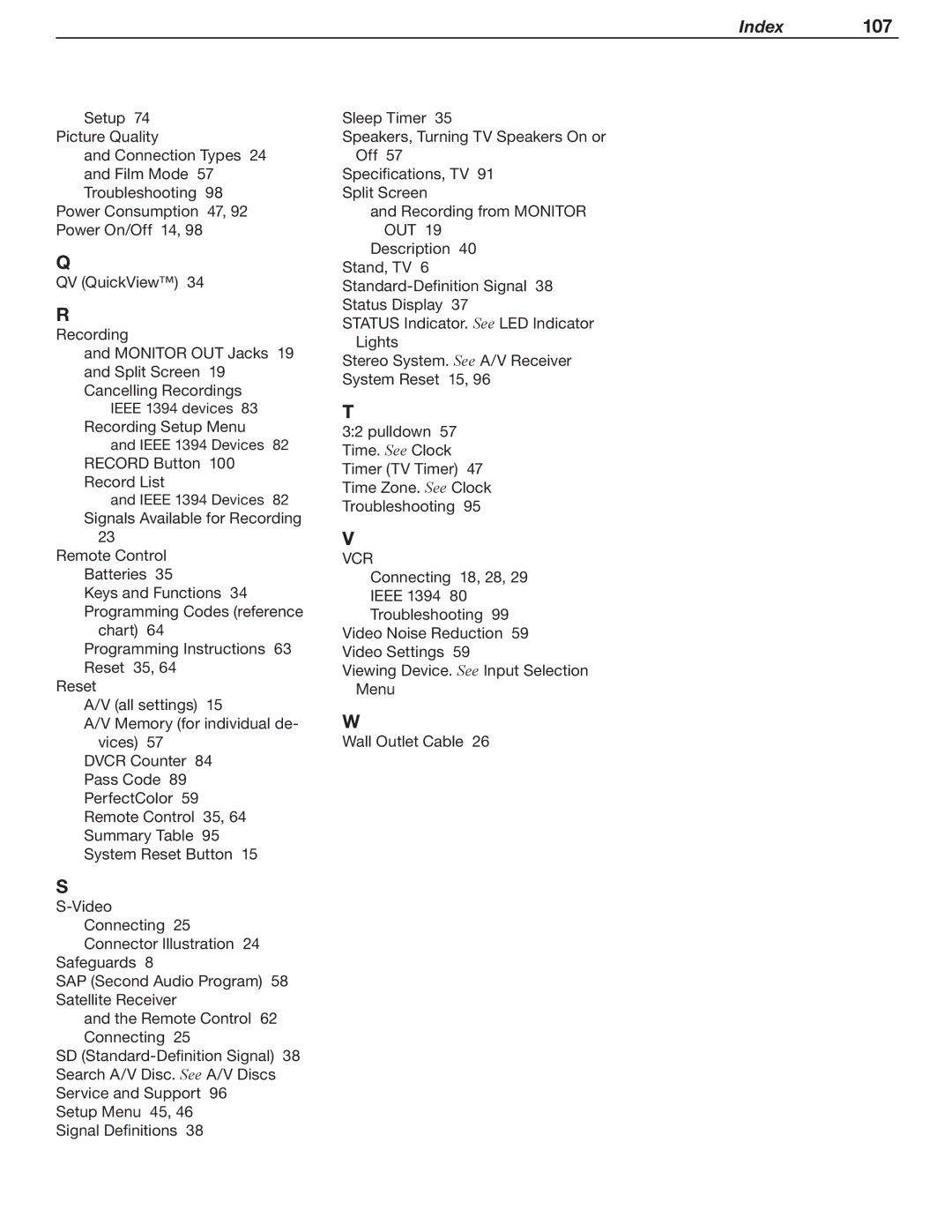 Mitsubishi WD-52631 manual Vcr 