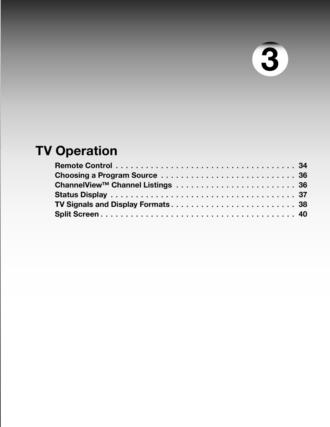 Mitsubishi WD-52631 manual TV Operation 