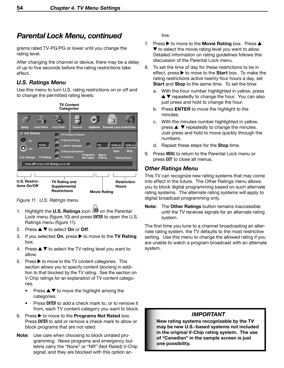 Mitsubishi WD-52631 manual Other Ratings Menu 