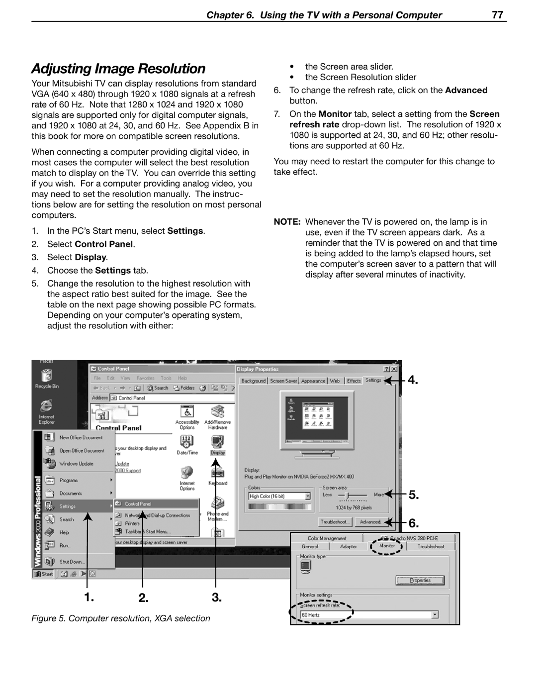 Mitsubishi WD-52631 manual Adjusting Image Resolution, Select Control Panel 