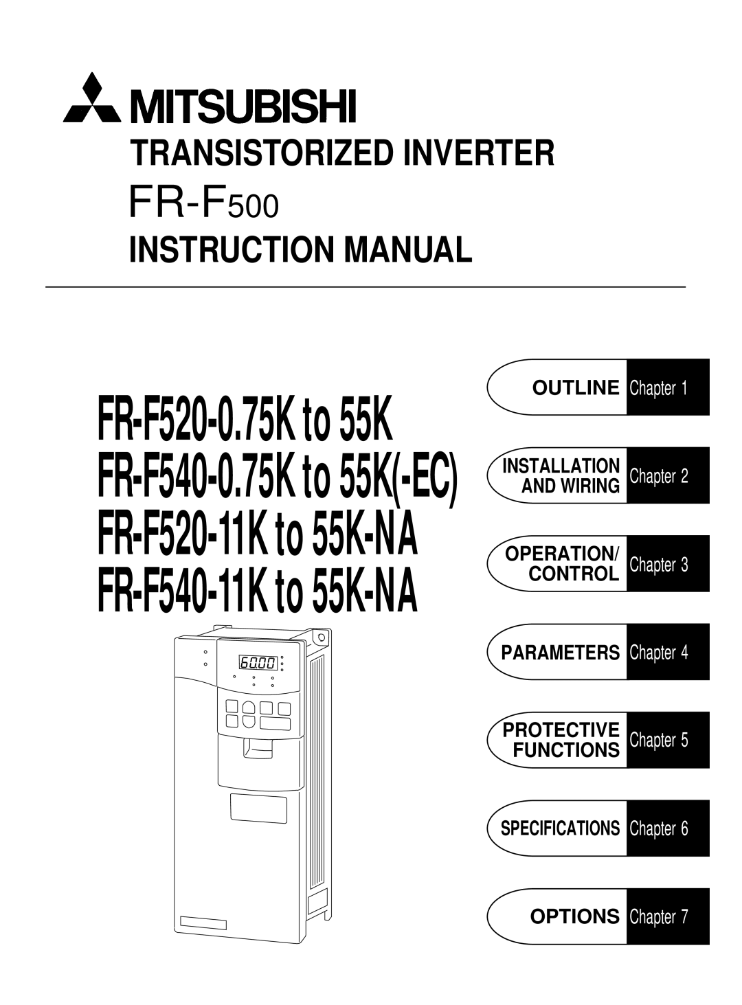 Mitsumi electronic FR-F520-0.75K, 55K instruction manual FR-F500 