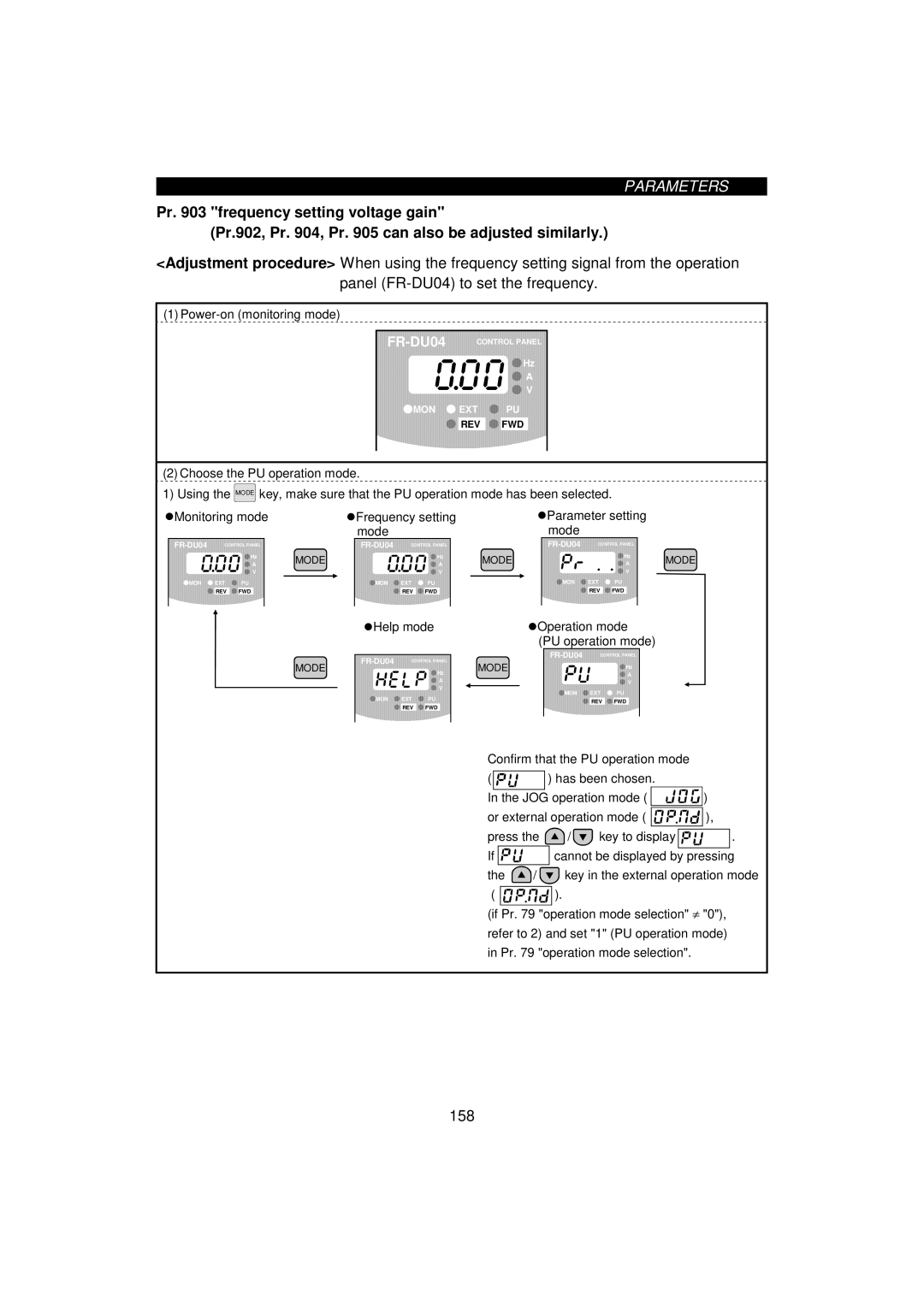 Mitsumi electronic FR-F520-0.75K, 55K instruction manual Power-on monitoring mode, Mode 