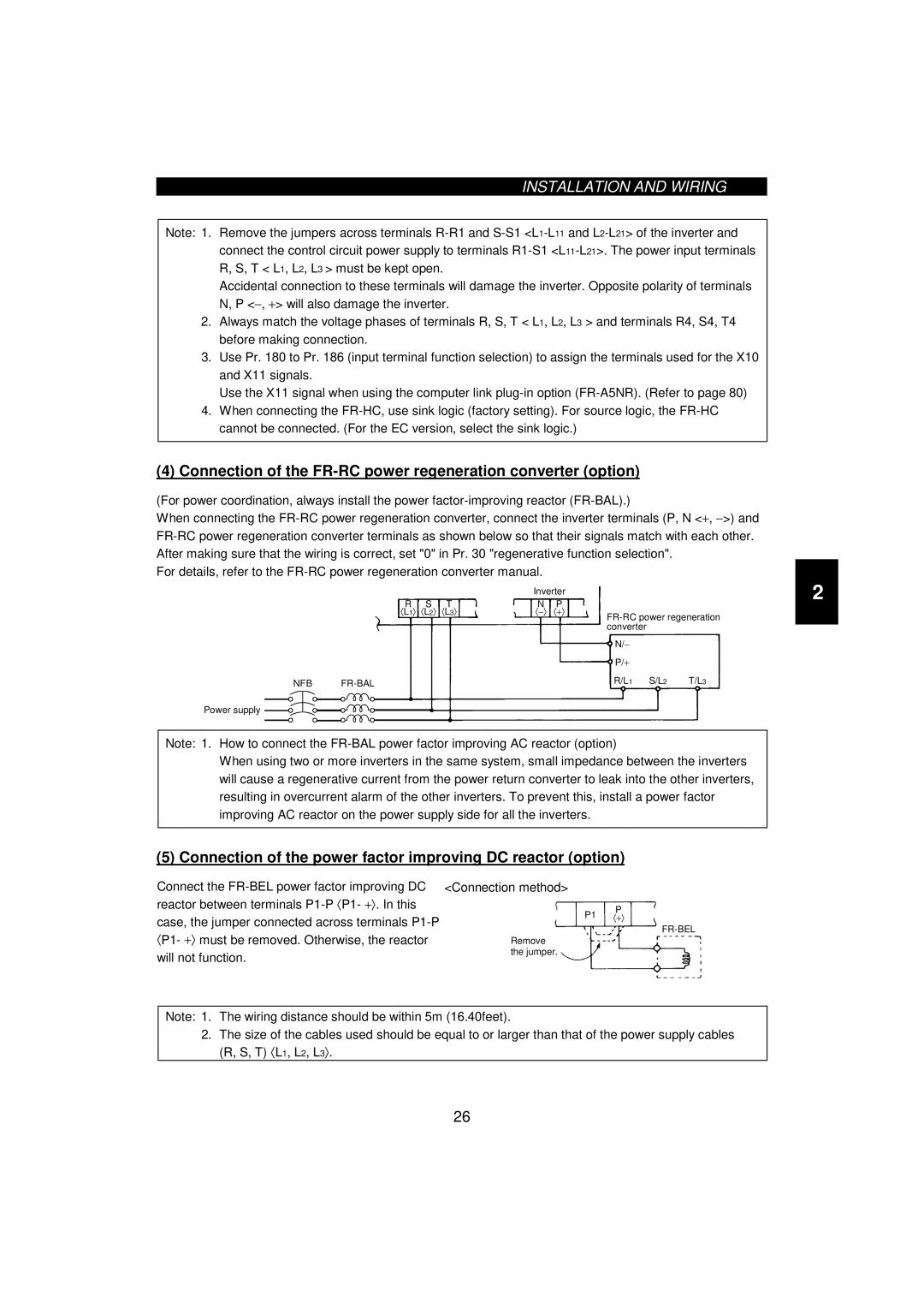 Mitsumi electronic FR-F520-0.75K, 55K instruction manual Connection of the FR-RC power regeneration converter option 