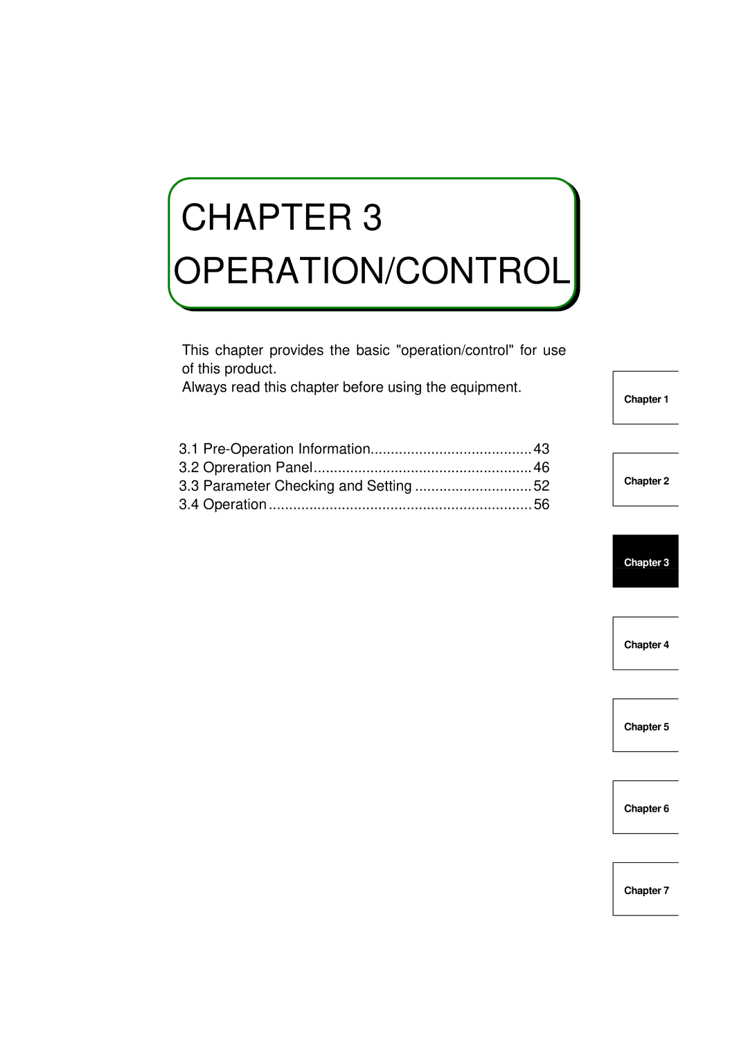 Mitsumi electronic 55K, FR-F520-0.75K instruction manual Operation/Control 