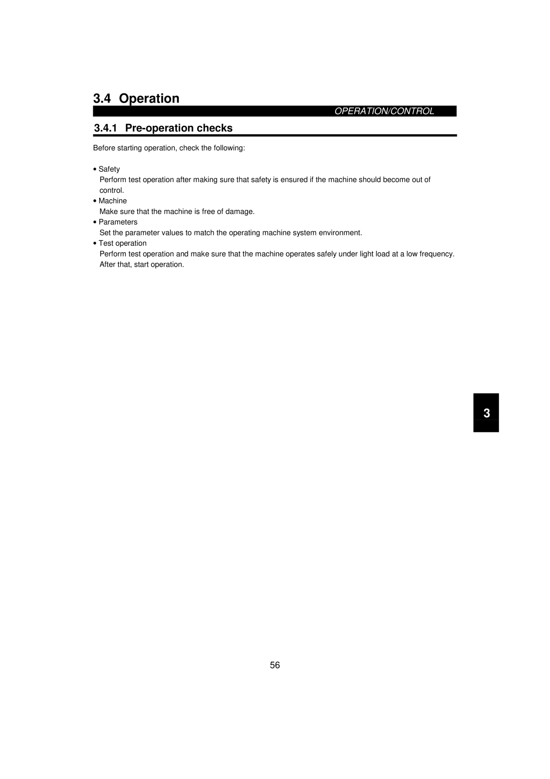 Mitsumi electronic 55K, FR-F520-0.75K instruction manual Operation, Pre-operation checks 