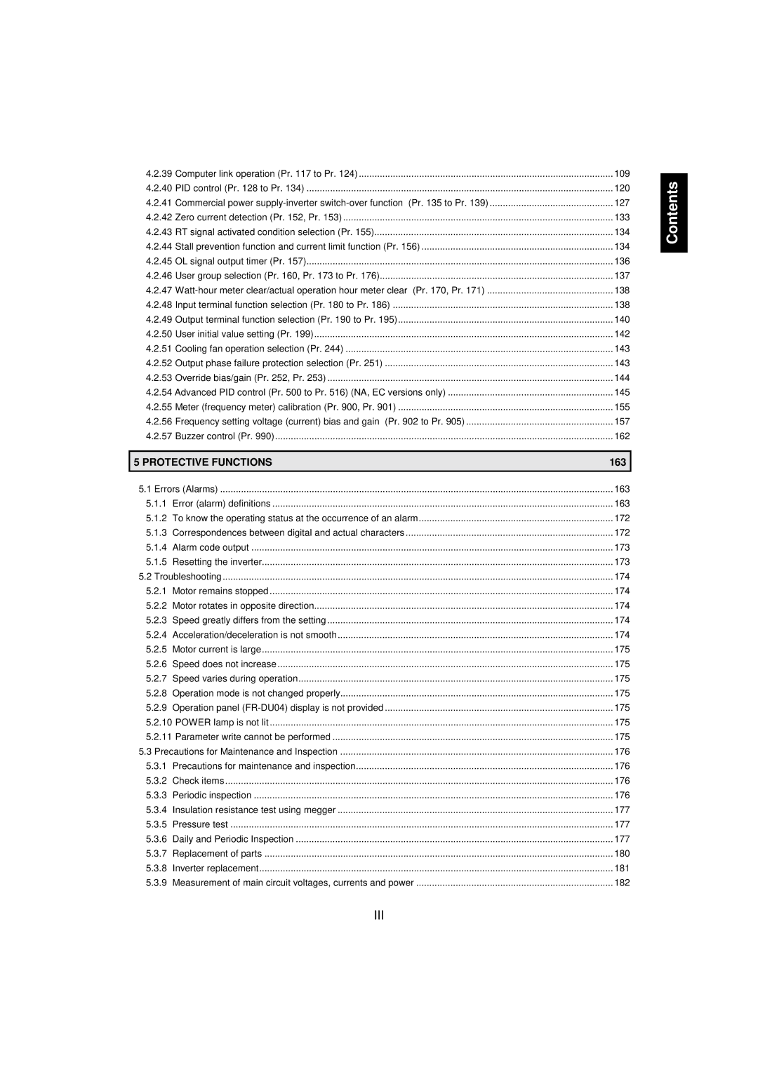 Mitsumi electronic 55K, FR-F520-0.75K instruction manual 163, Watt-hour meter clear/actual operation hour meter clear 