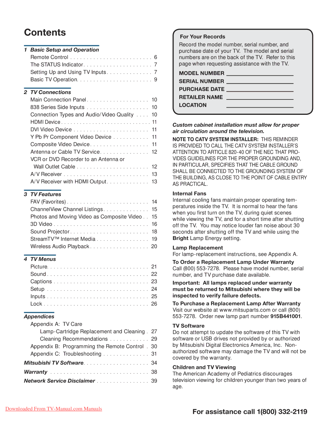 Mitsumi electronic 738 Series, 838 Series operating instructions Contents 