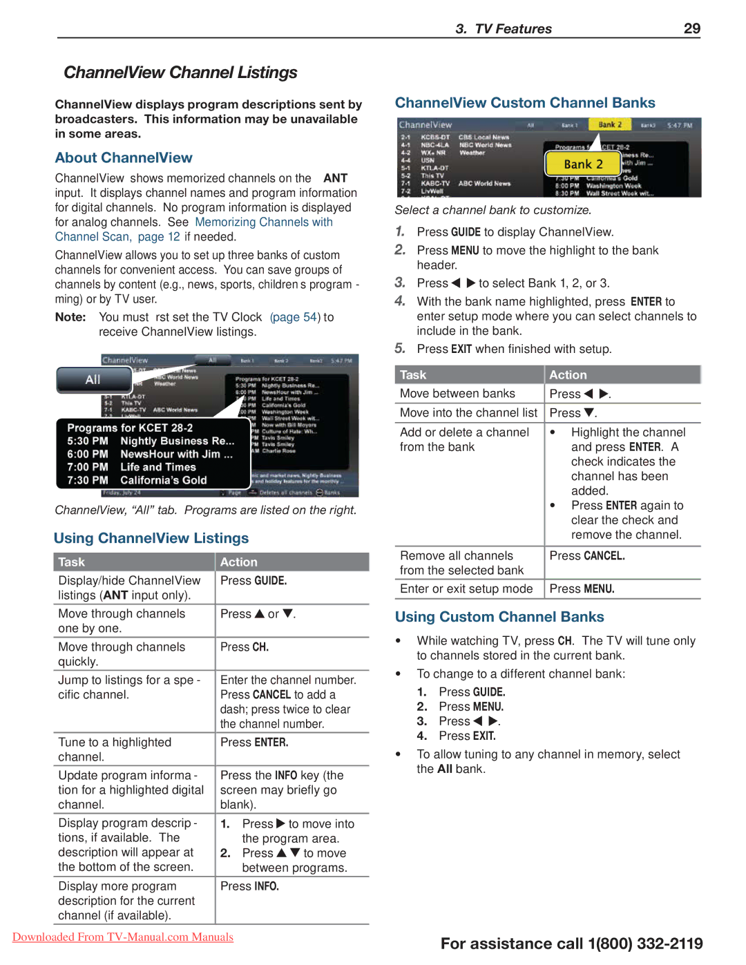 Mitsumi electronic 738 Series, 838 Series manual ChannelView Channel Listings, About ChannelView, Using ChannelView Listings 