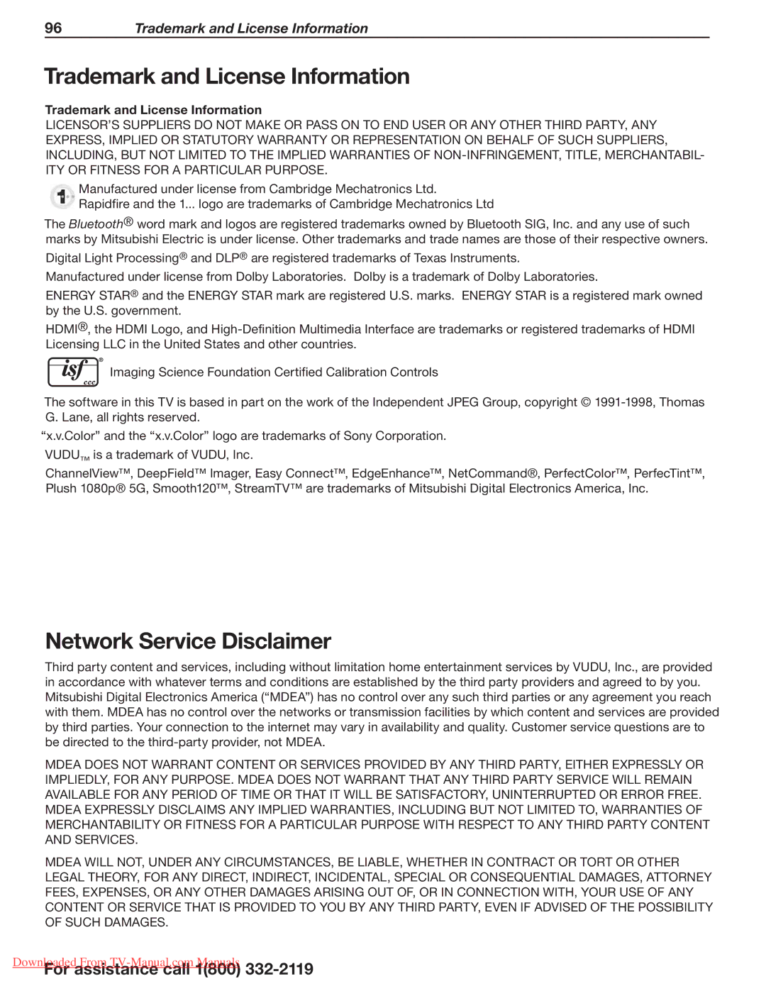 Mitsumi electronic 838 Series, 738 Series manual Trademark and License Information 