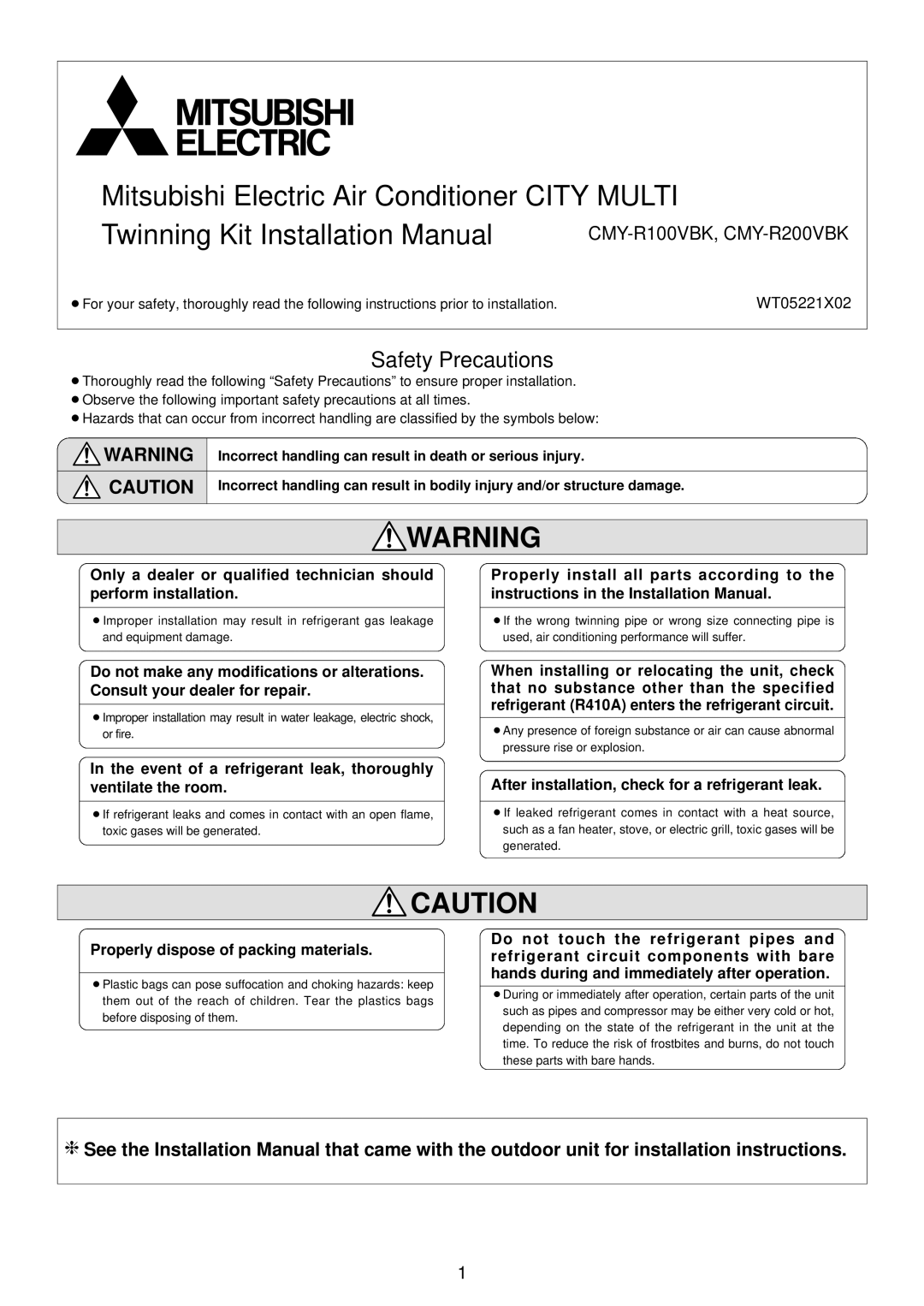 Mitsumi electronic CMY-R100VBK, CMY-R200VBK installation manual Safety Precautions 