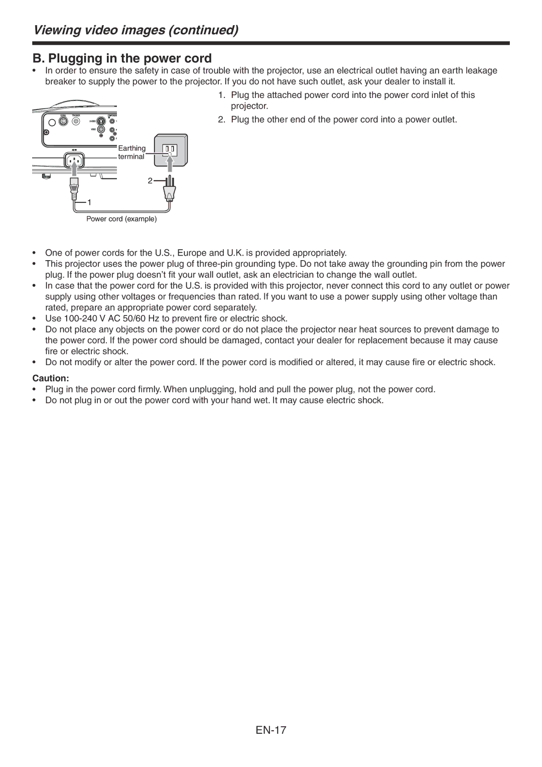 Mitsumi electronic HC3200 user manual Plugging in the power cord 