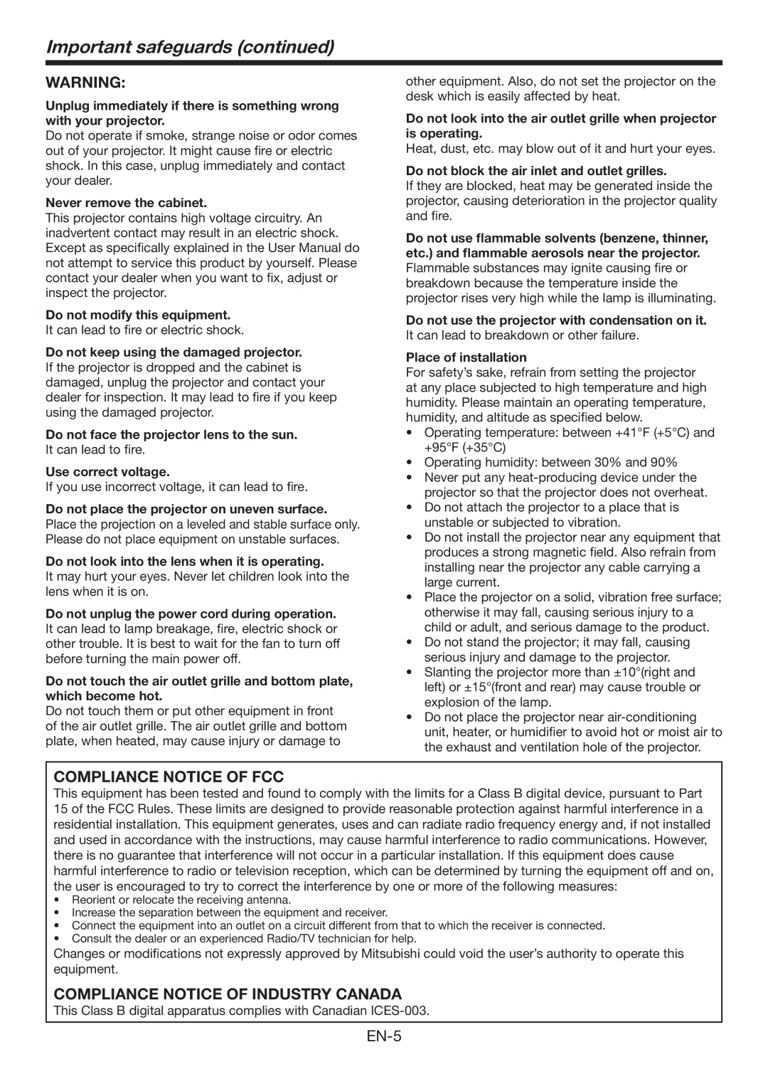 Mitsumi electronic HC6500 user manual Important safeguards 