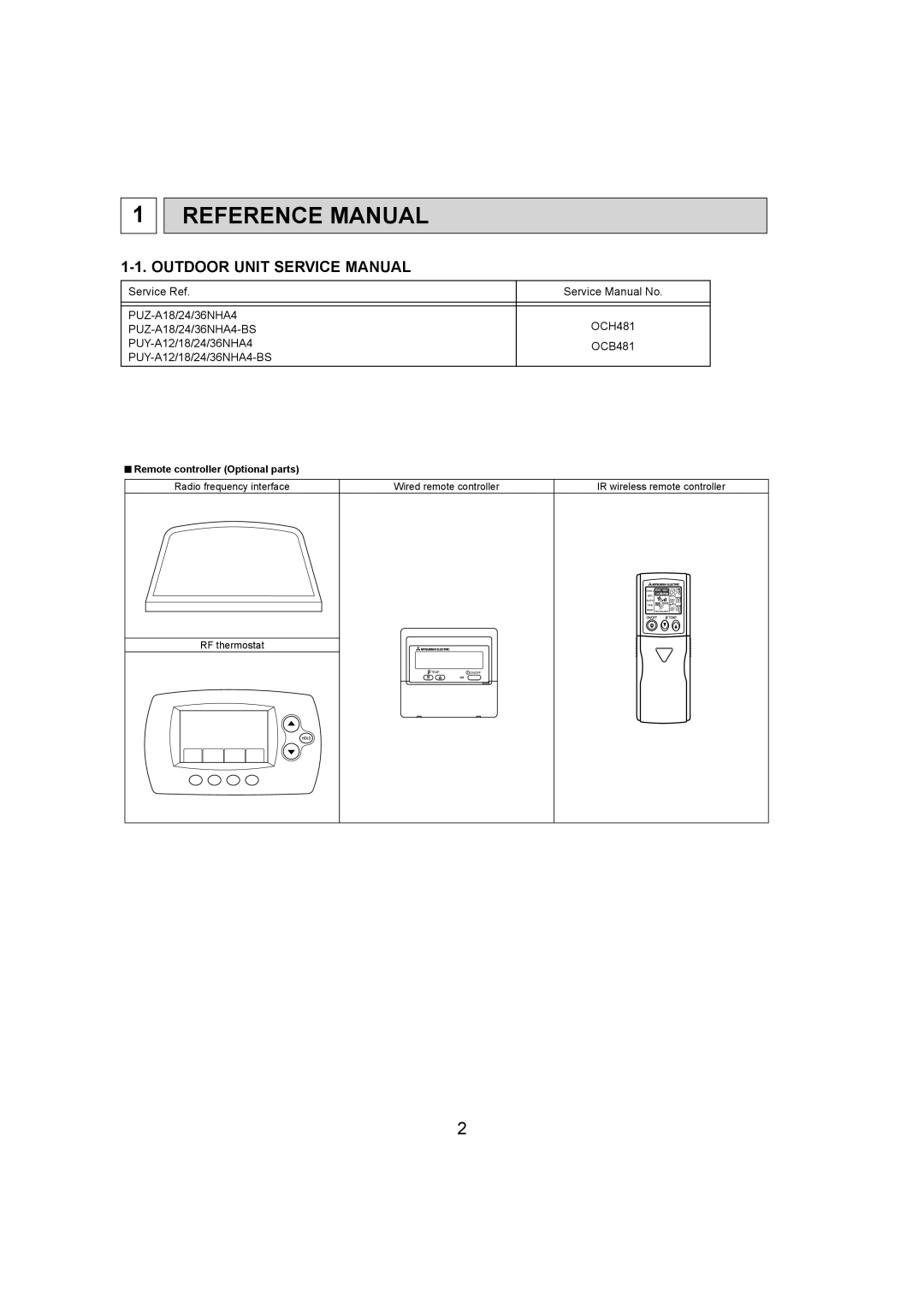 Mitsumi electronic PKA-A12HA4 Reference Manual, Service Ref PUZ-A18/24/36NHA4, PUZ-A18/24/36NHA4-BS PUY-A12/18/24/36NHA4 