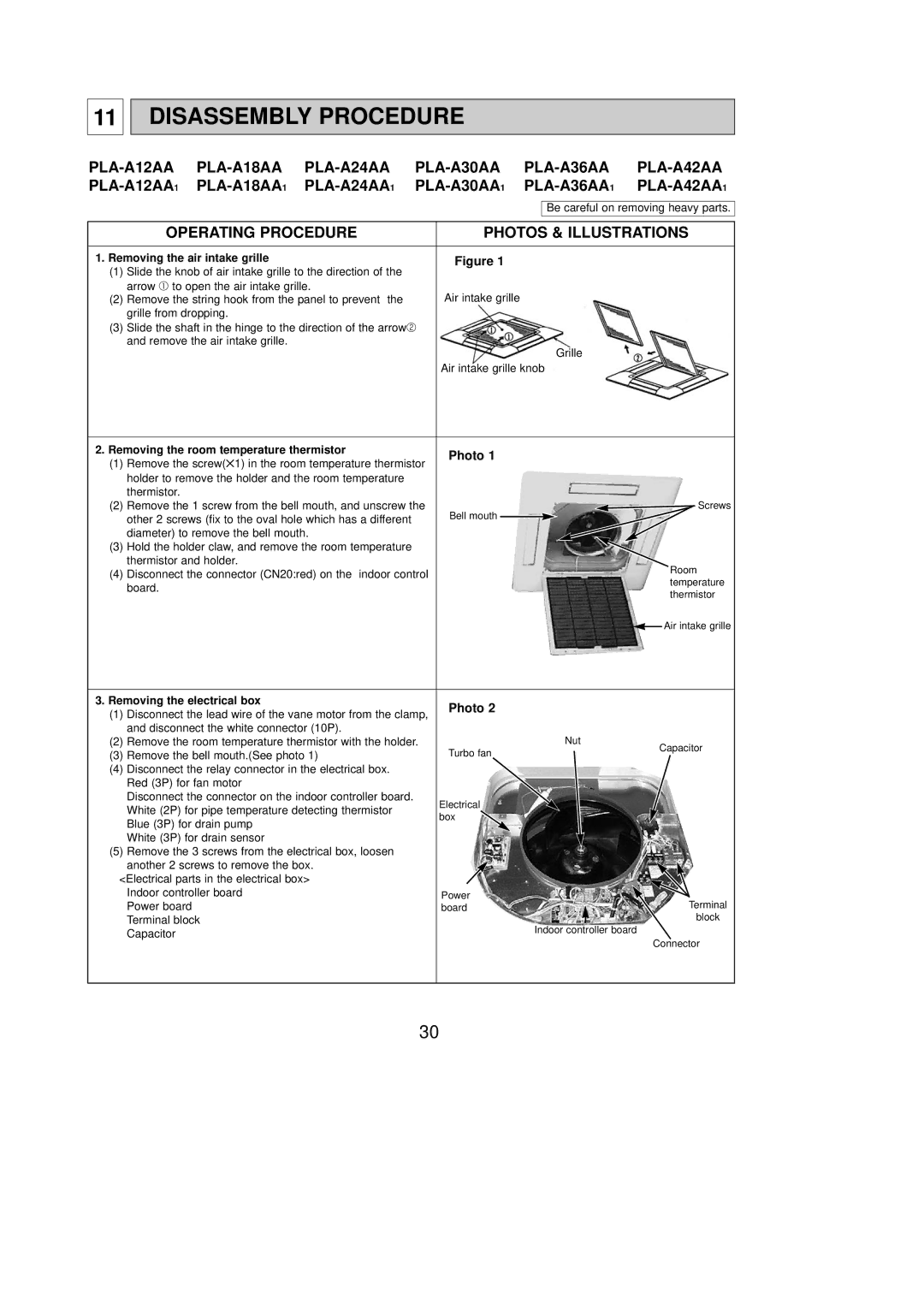 Mitsumi electronic PLA-A30AA, PLA-A42AA, PLA-A36AA Disassembly Procedure, Operating Procedure Photos & Illustrations 