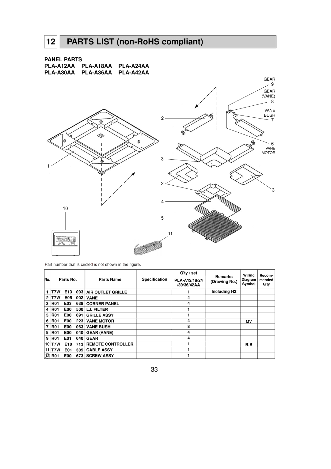 Mitsumi electronic PLA-A12AA, PLA-A30AA, PLA-A42AA, PLA-A36AA, PLA-A24AA, PLA-A18AA service manual Wiring Recom, Qty 