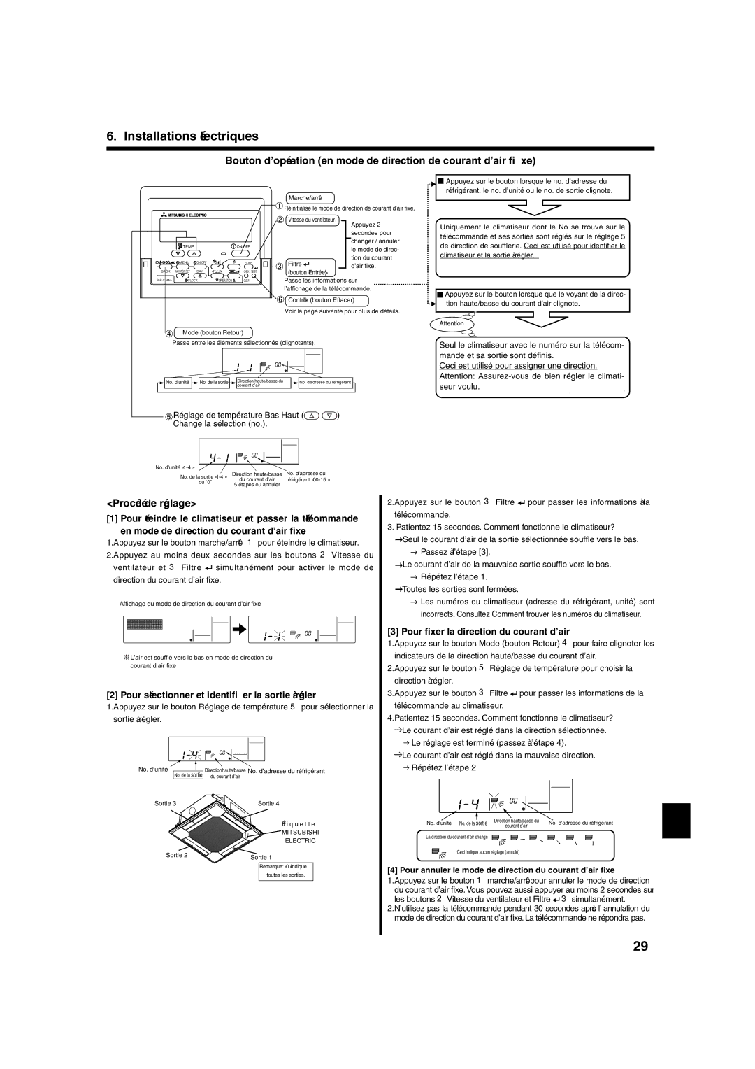 Mitsumi electronic PLA-ABA installation manual Procédé de réglage, Climatiseur et la sortie à régler 