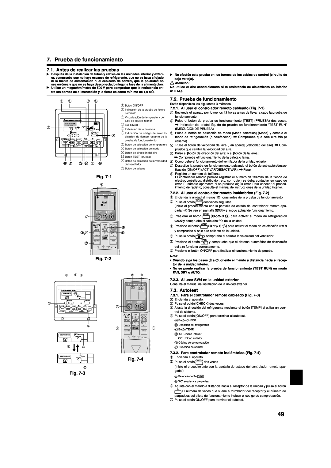 Mitsumi electronic PLA-ABA installation manual Prueba de funcionamiento, Antes de realizar las pruebas, Autotest 