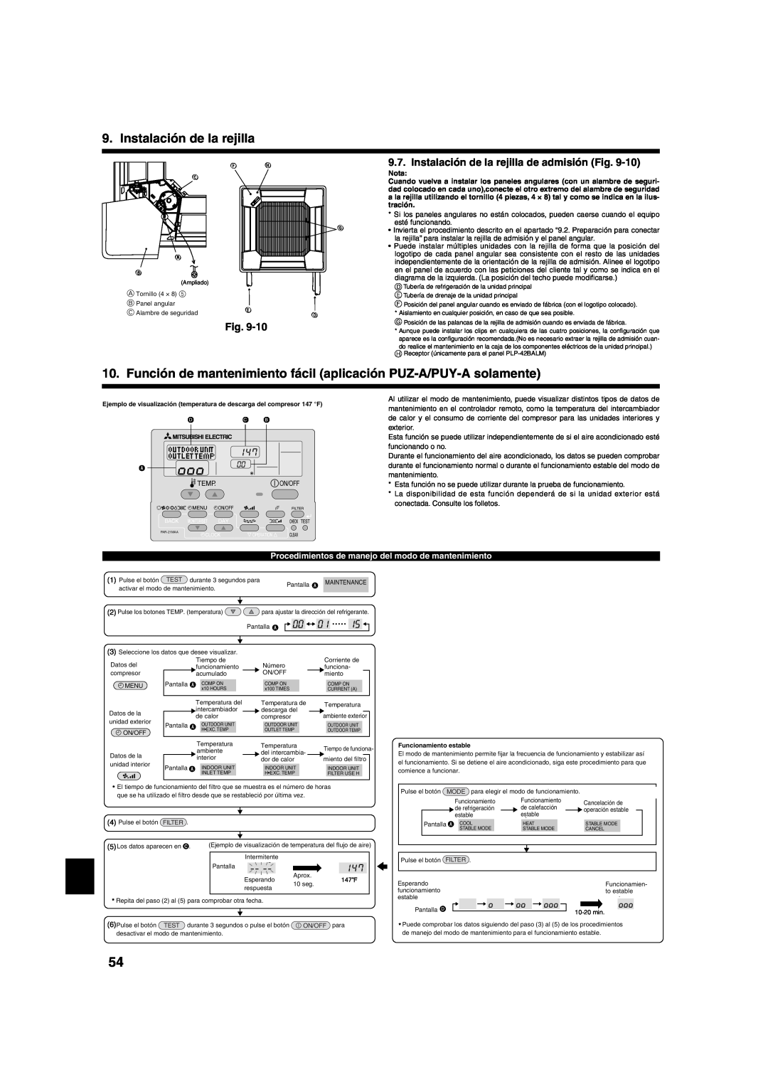 Mitsumi electronic PLA-ABA installation manual Instalación de la rejilla de admisión Fig 