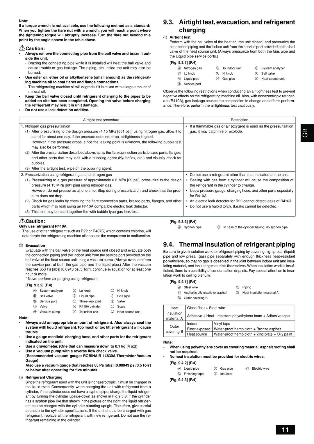 Mitsumi electronic PQHY-P7296TGMU-A Airtight test, evacuation, and refrigerant charging, Only use refrigerant R410A 