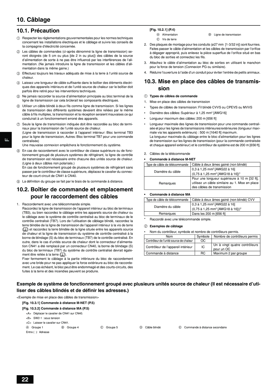 Mitsumi electronic PQHY-P7296TGMU-A 10. Câblage, 10.1. Précaution, Mise en place des câbles de transmis- sion 