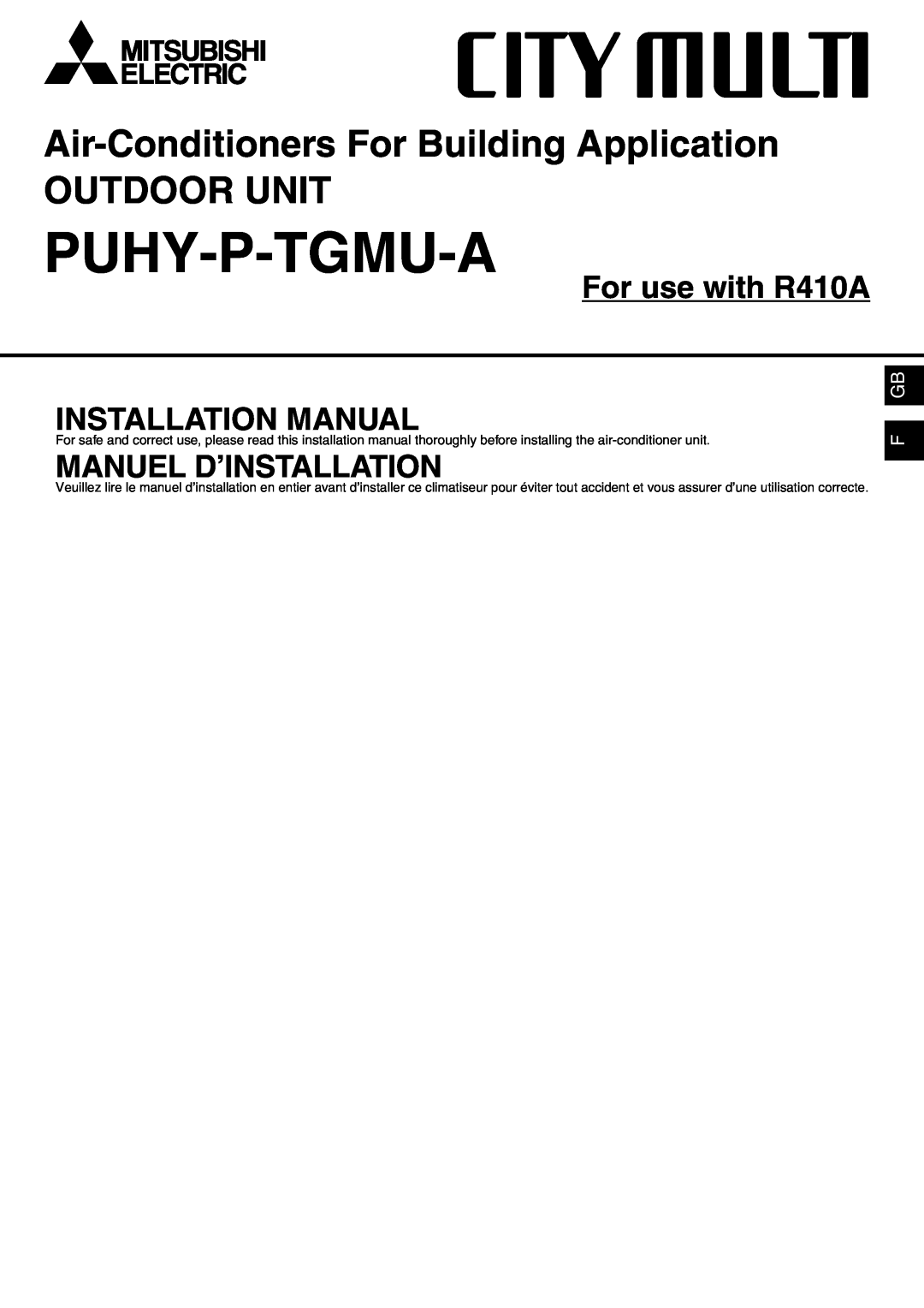 Mitsumi electronic PUHY-P-TGMU-A installation manual F Gb, Puhy-P-Tgmu-A, Air-ConditionersFor Building Application 