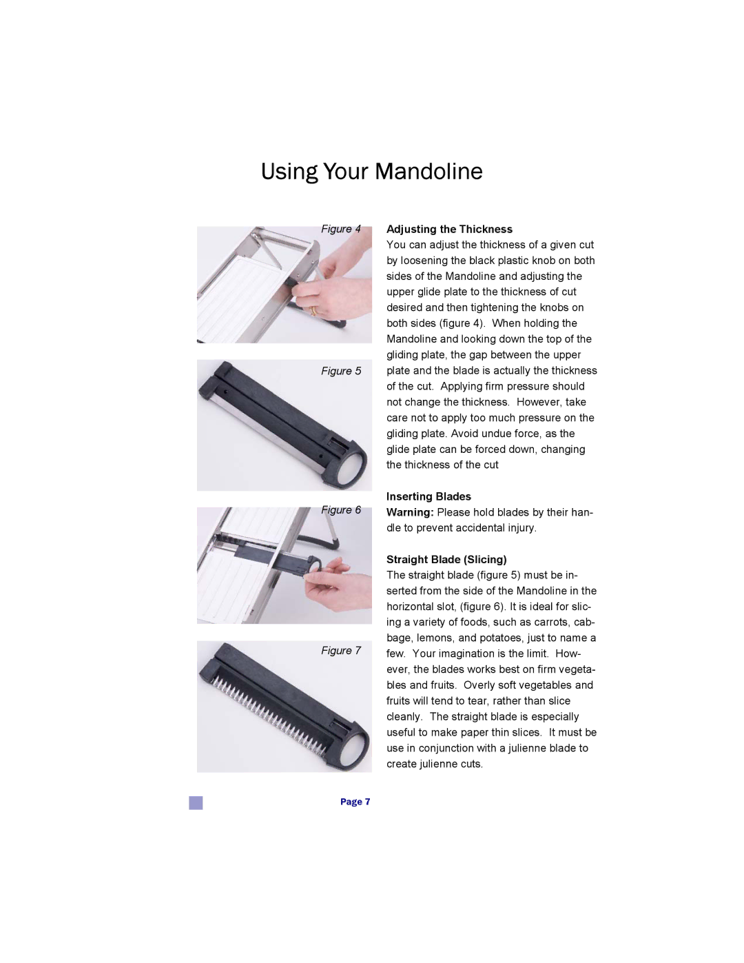 MIU France 90777 manual Using Your Mandoline, Adjusting the Thickness 