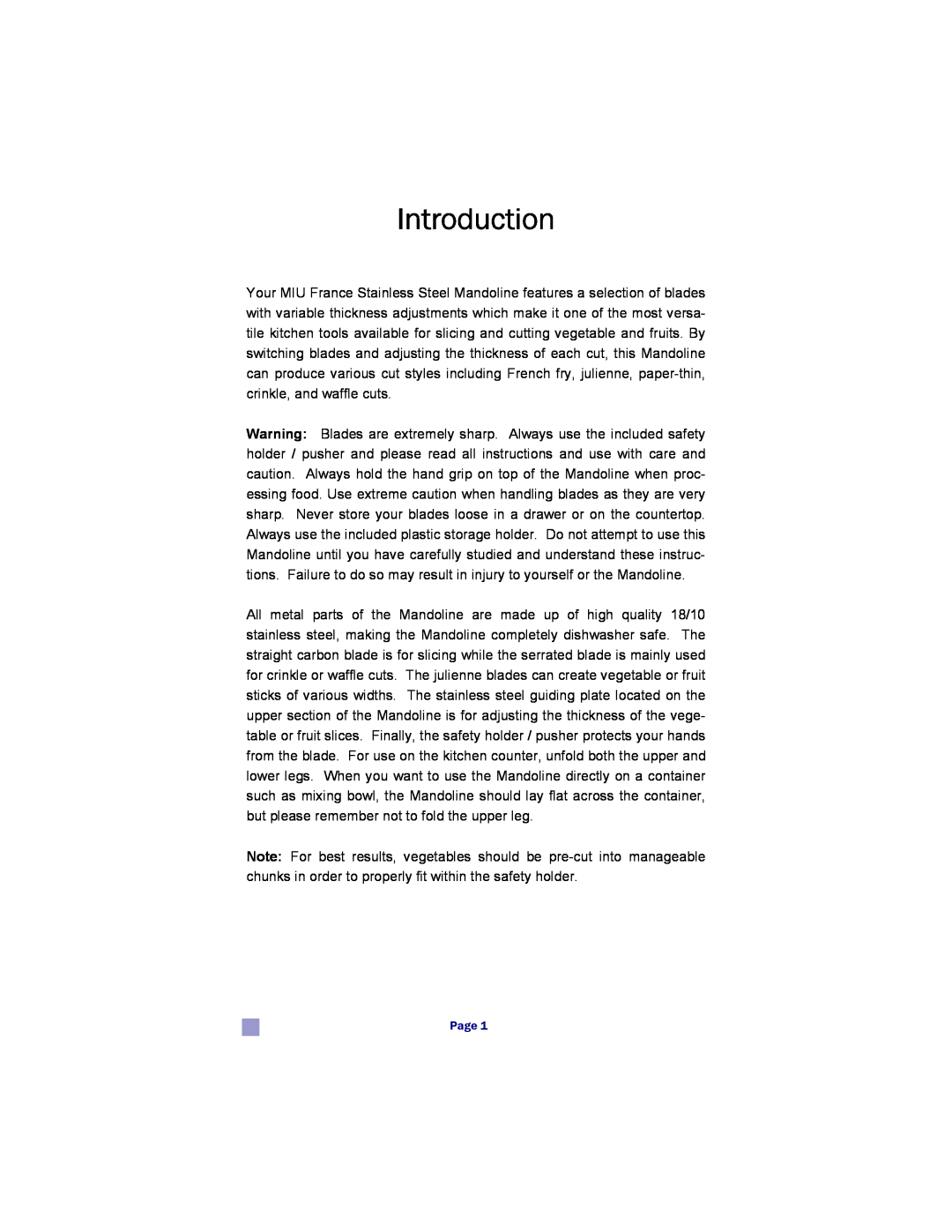 MIU France 90777 manual Introduction, Page 