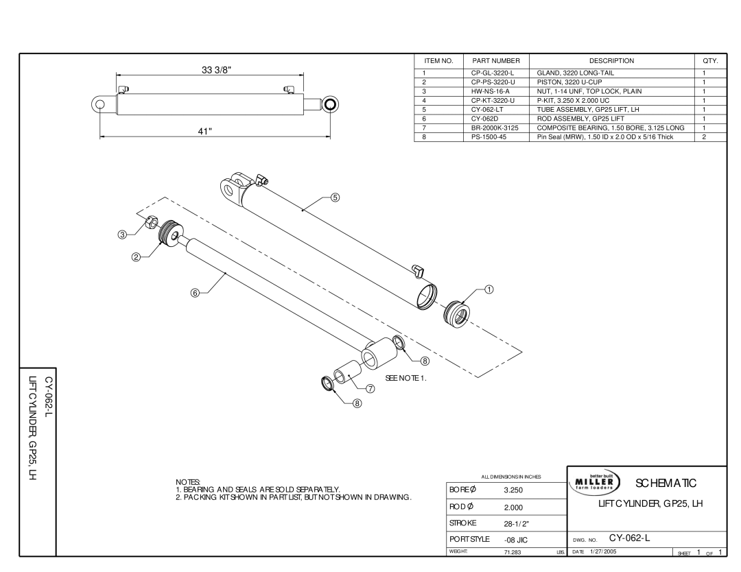 MK Sound owner manual Lift CYLINDER, GP25, LH 