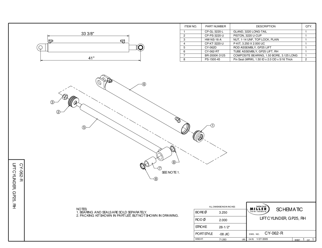 MK Sound owner manual CY-062-R, Lift CYLINDER, GP25, RH 