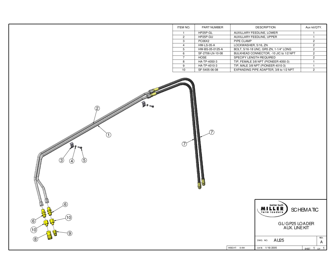 MK Sound owner manual Schematic, GL/GP25 LOADER, Aux. Line Kit 