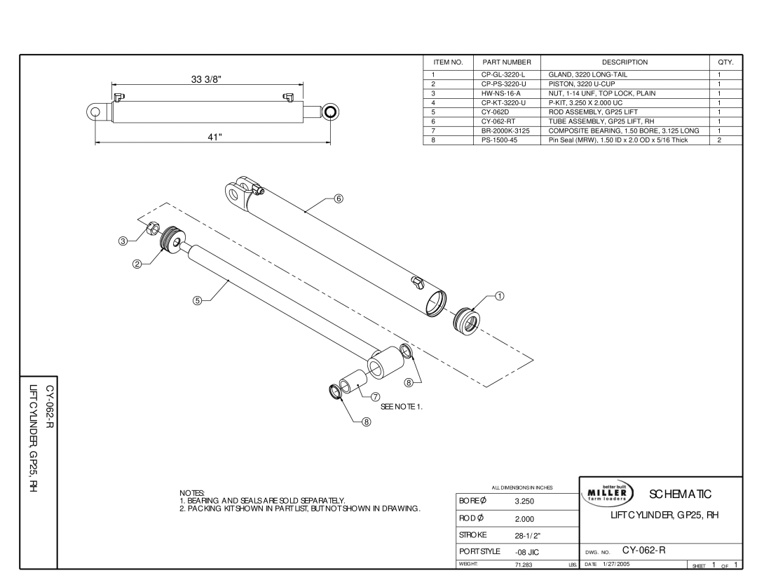 MK Sound owner manual CY-062-R, LIFT CYLINDER, GP25, RH, Lift Cylinder 