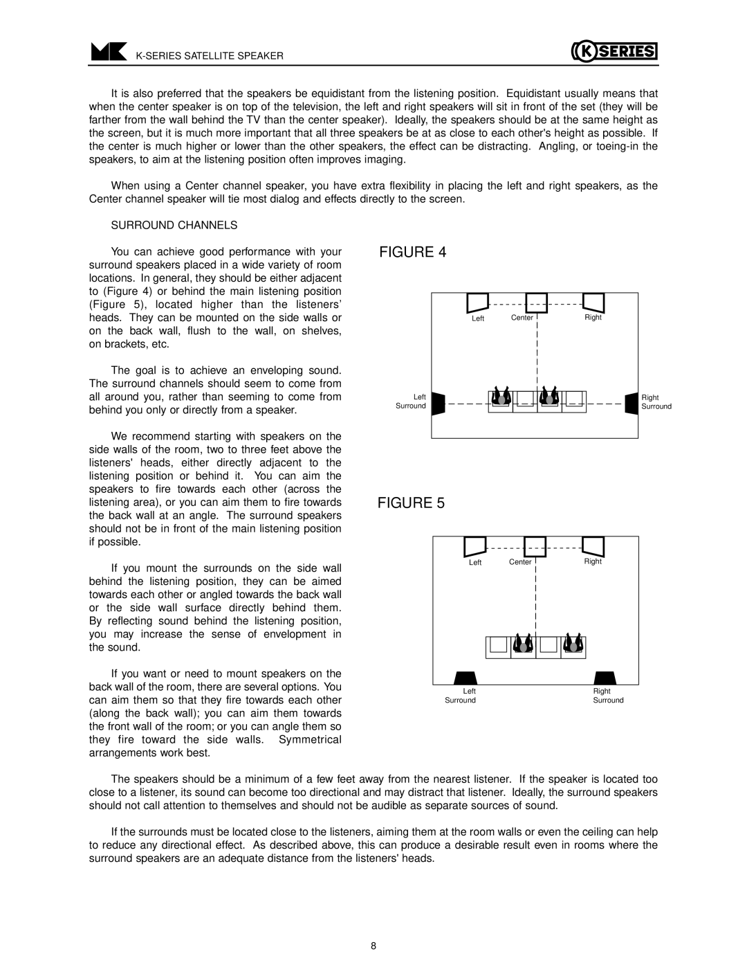 MK Sound K-5, K-17, K-15 K-7 operation manual Surround Channels 