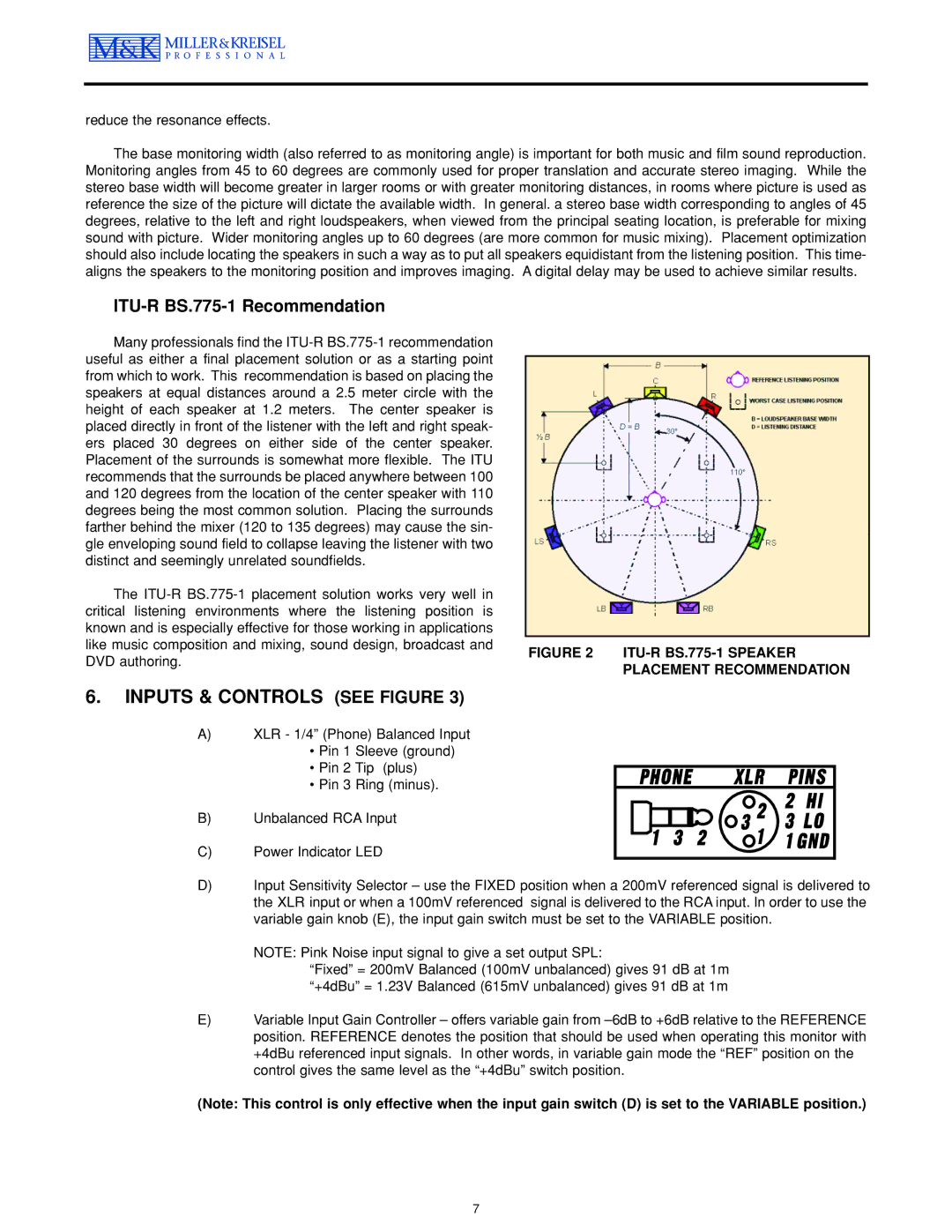 MK Sound MPS-1611P operation manual Inputs & Controls see Figure, Reduce the resonance effects 