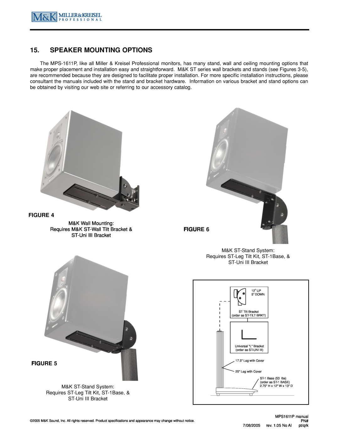 MK Sound MPS-1611P operation manual Speaker Mounting Options 