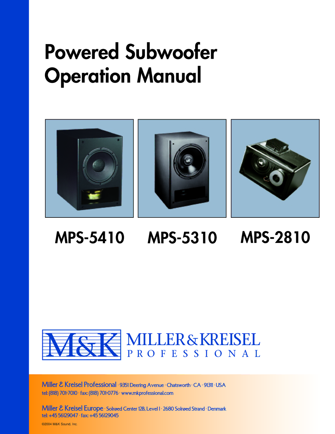 MK Sound MPS-2810 operation manual Powered Subwoofer 