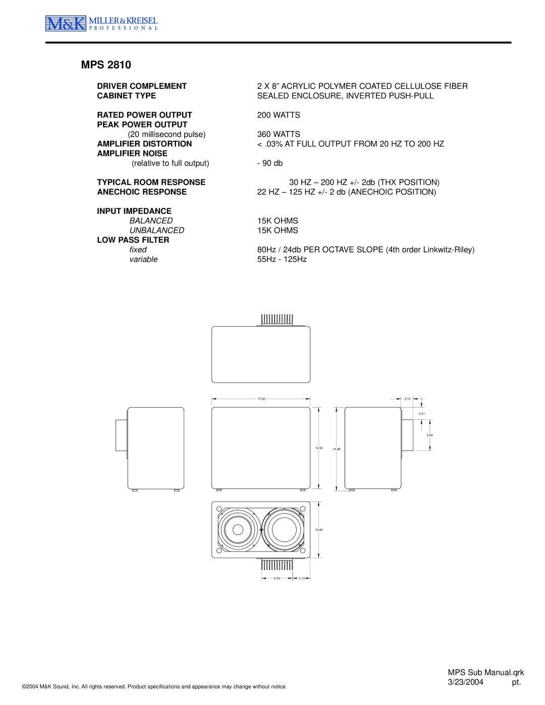 MK Sound MPS-2810 operation manual Mps 