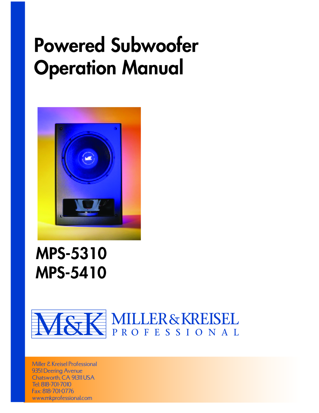 MK Sound operation manual MPS-5310 MPS-5410 