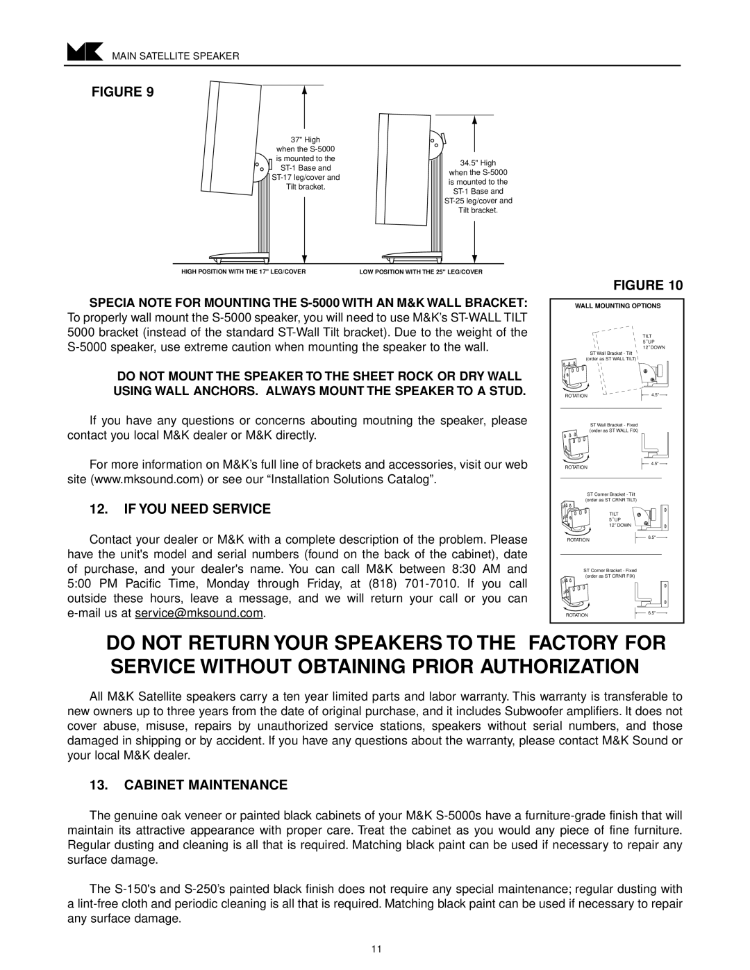 MK Sound S-150THX AC, S-250 S-150THX operation manual If YOU Need Service, Cabinet Maintenance 