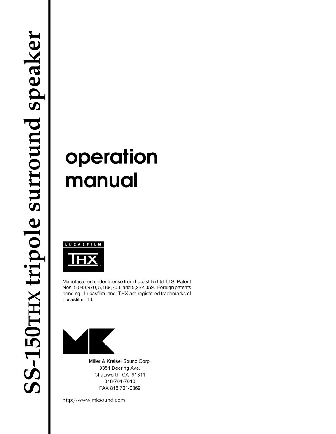 MK Sound operation manual SS-150THXtripole surround speaker 